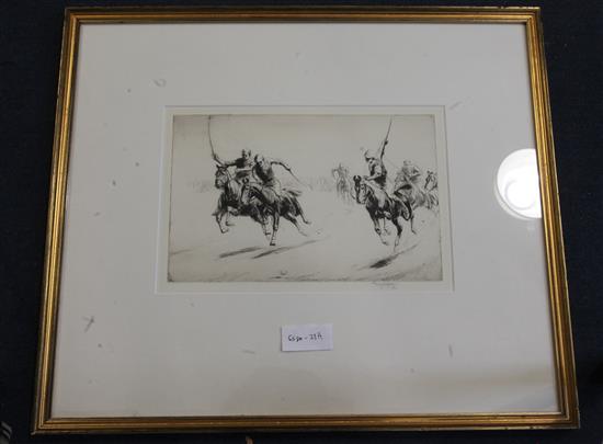 George Soper (1870-1942) Polo 1922 Galloping Players 7 x 11in.
